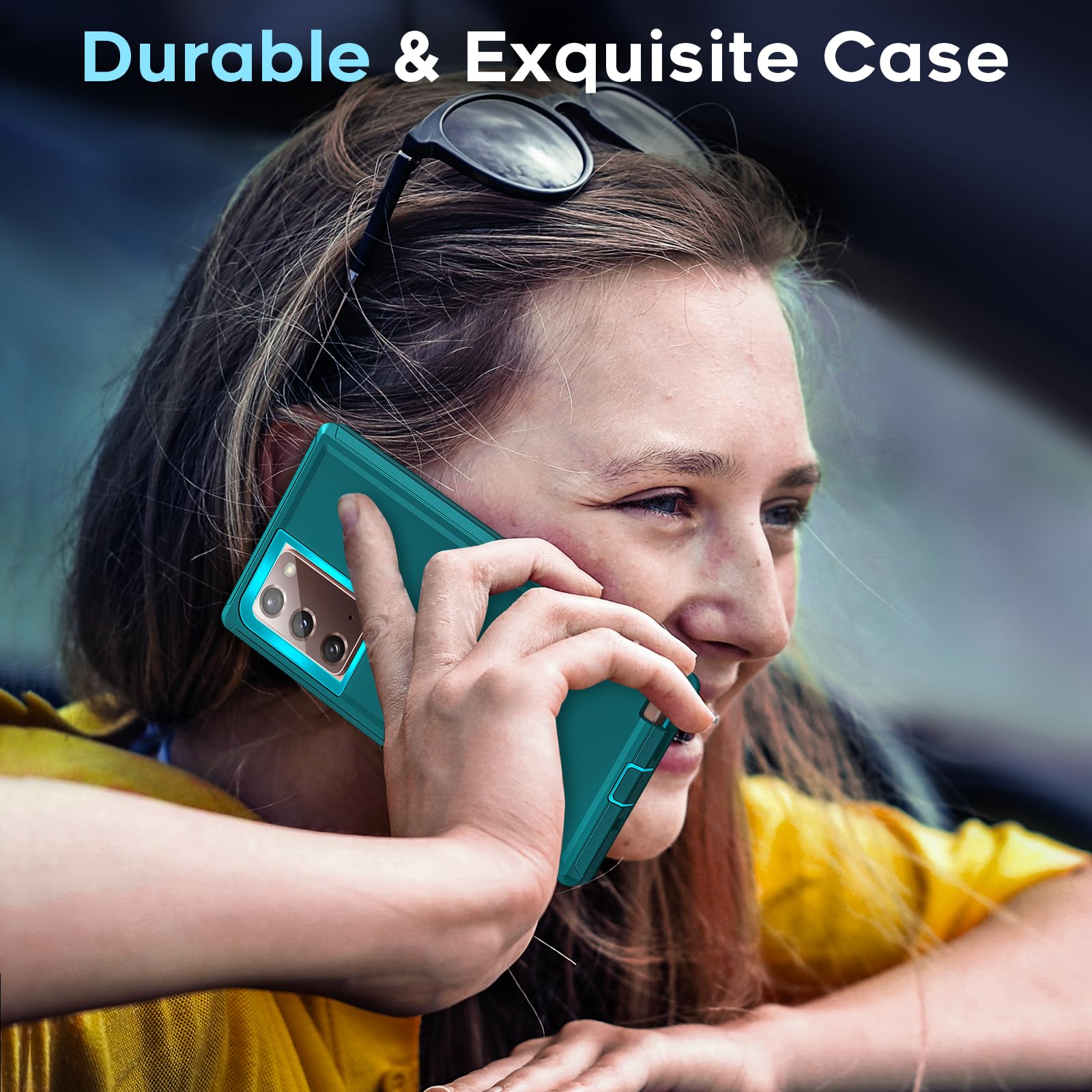 LeYi Compatible for Samsung Galaxy Note-20 Case[𝐍𝐨𝐭 𝐅𝐢𝐭 Note 20 Ultra]: Samsung Note 20 Case, Military Grade Protection, 3 in 1 Full Body Shockproof Drop Cell Phone Cover Funda Note20, Teal Blue 6
