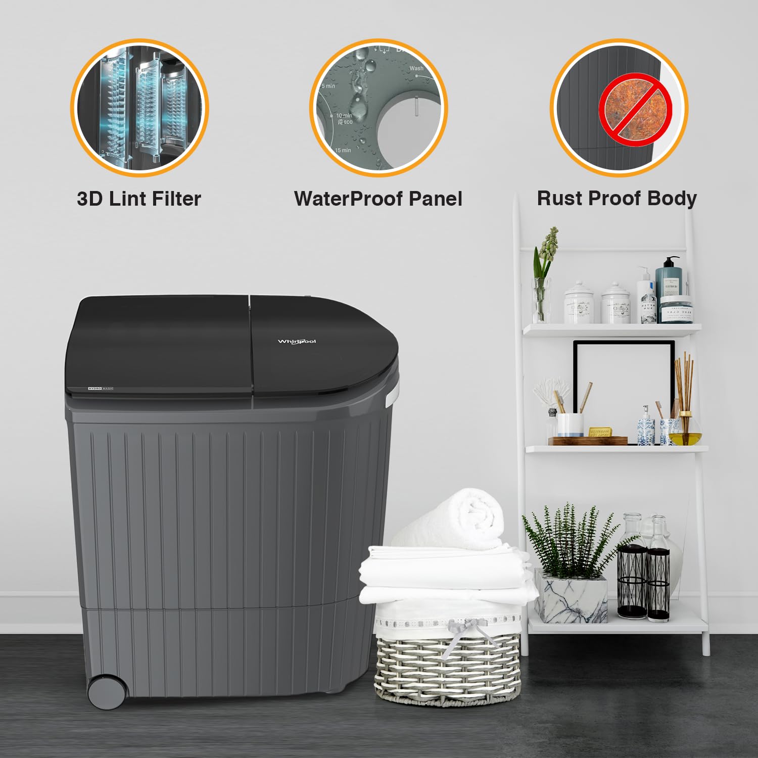 Whirlpool 9 Kg 5 Star Semi-Automatic Top Loading Washing Machine (HYDROWASH ELITE 9.0 MIDNIGHT GREY(10YR), 3D Wave Technology) 3