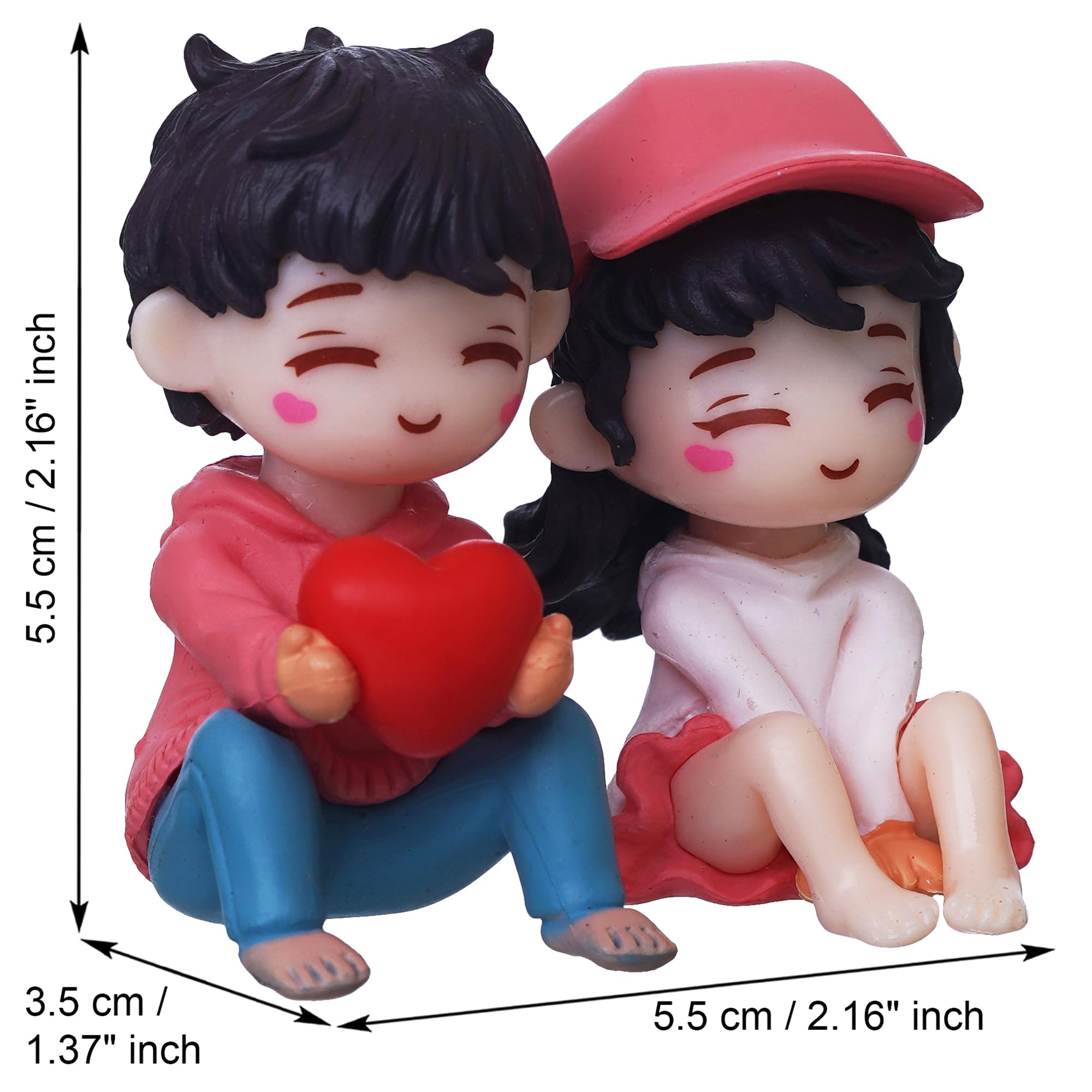eCraftIndia Miniature Cute Romantic Couple Statue, Boy Giving Heart to Girl Decorative Showpiece - Valentine's Day Gifts for Girlfriend, Boyfriend, Husband, Wife (Polyresin, Multicolor) 5