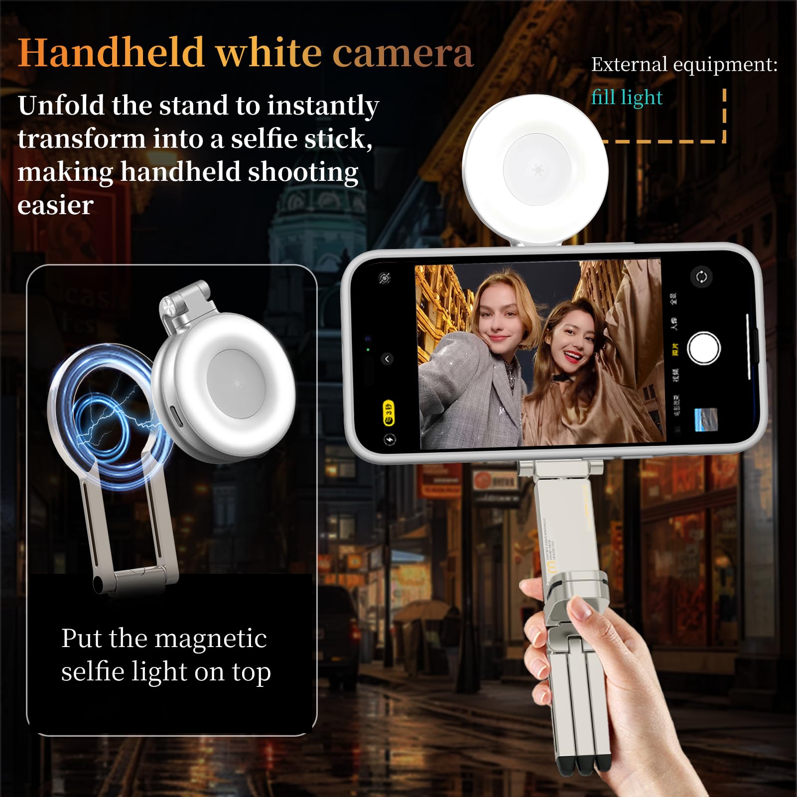 Hualele Magnetic Phone Tripod Stand for Magsafe Accessories - Mini Pocket Cell Phone Stand Strong Quick Mount Phone Holder Travel Essentials for Cell Phone Video Recording Camera Mounts, Silver 6