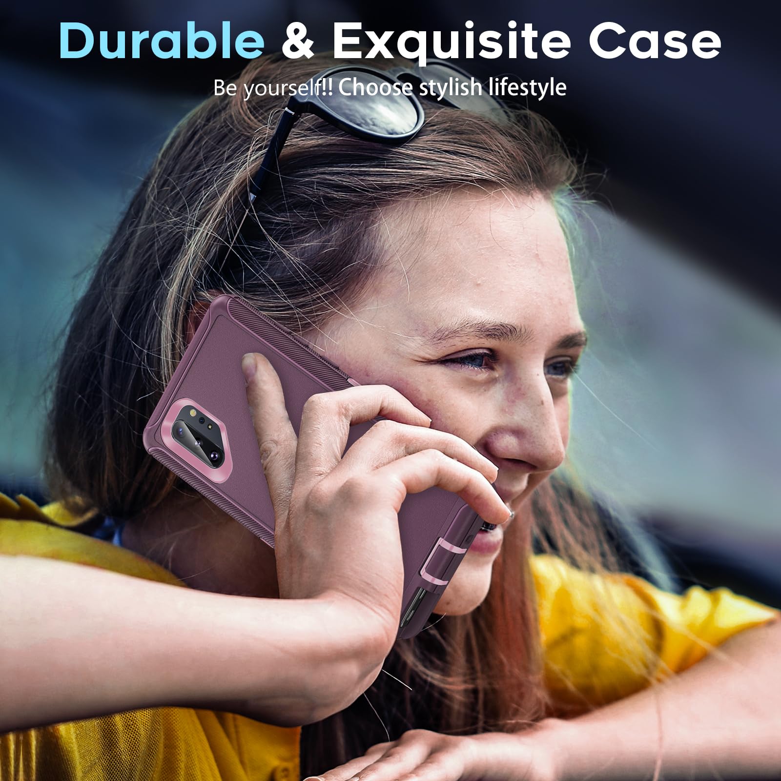LeYi Compatible for Note 10 Plus Phone Case: Upgrade 3-in-1 Full Body Shockproof Rubber Outer Cover Heavy Duty Tough Rugged Dustproof Defender Protection Case for Galaxy Note 10 Plus, Wine Red/Pink 6