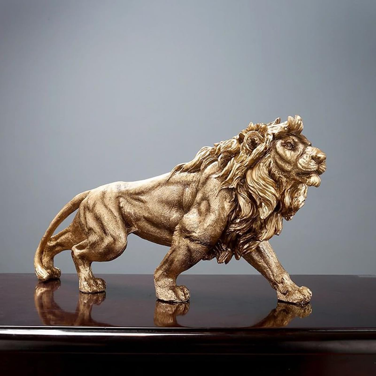 DUOAZJL Art Statue - 15 Inch Strong Lion Statue Figurine Sculpture Resin Collectible Gifts for Lion Lover Office Home Decor Desk Accessories Decoration Garden Figurines Outdoor Decor 1