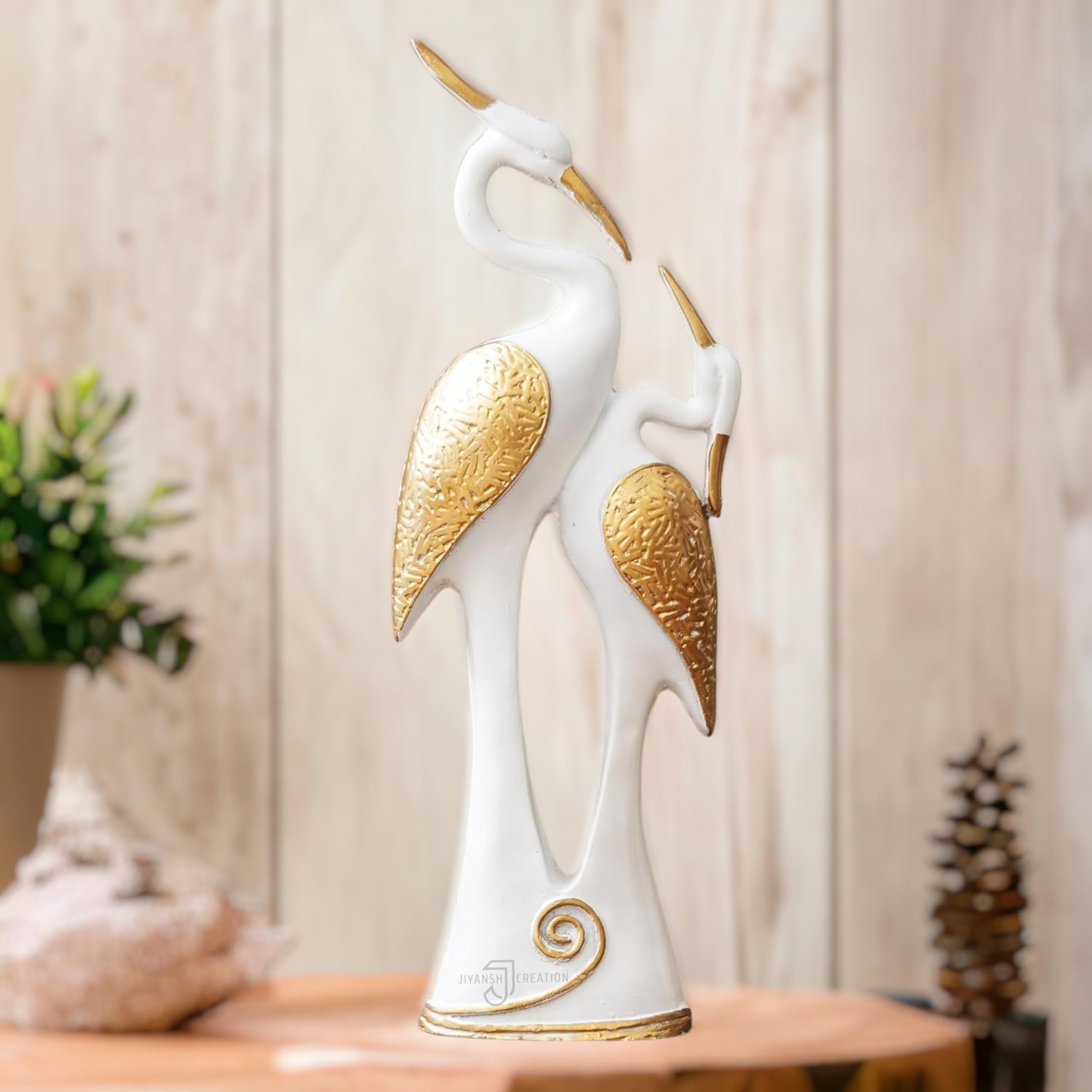 J JIYANSH CREATION Lucky Kissing Duck Swan Pair Showpiece for Home Decor | Living Room (White) 1