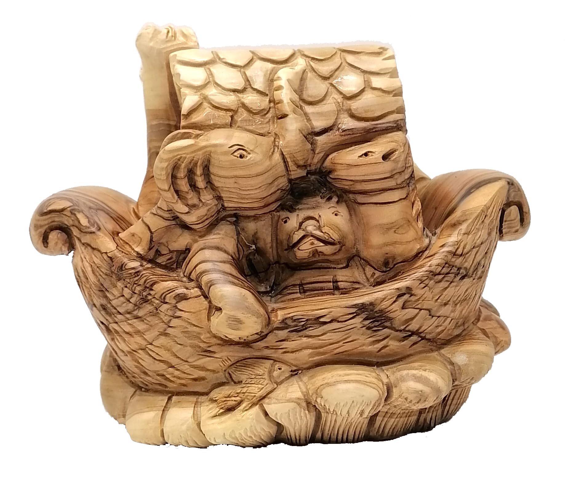 Zuluf Hand-Carved Olive Wood Noah's Ark with Animals Statue – Premium Christian Decor & Gift from The Holy Land 6.3INCHES FIG030 5
