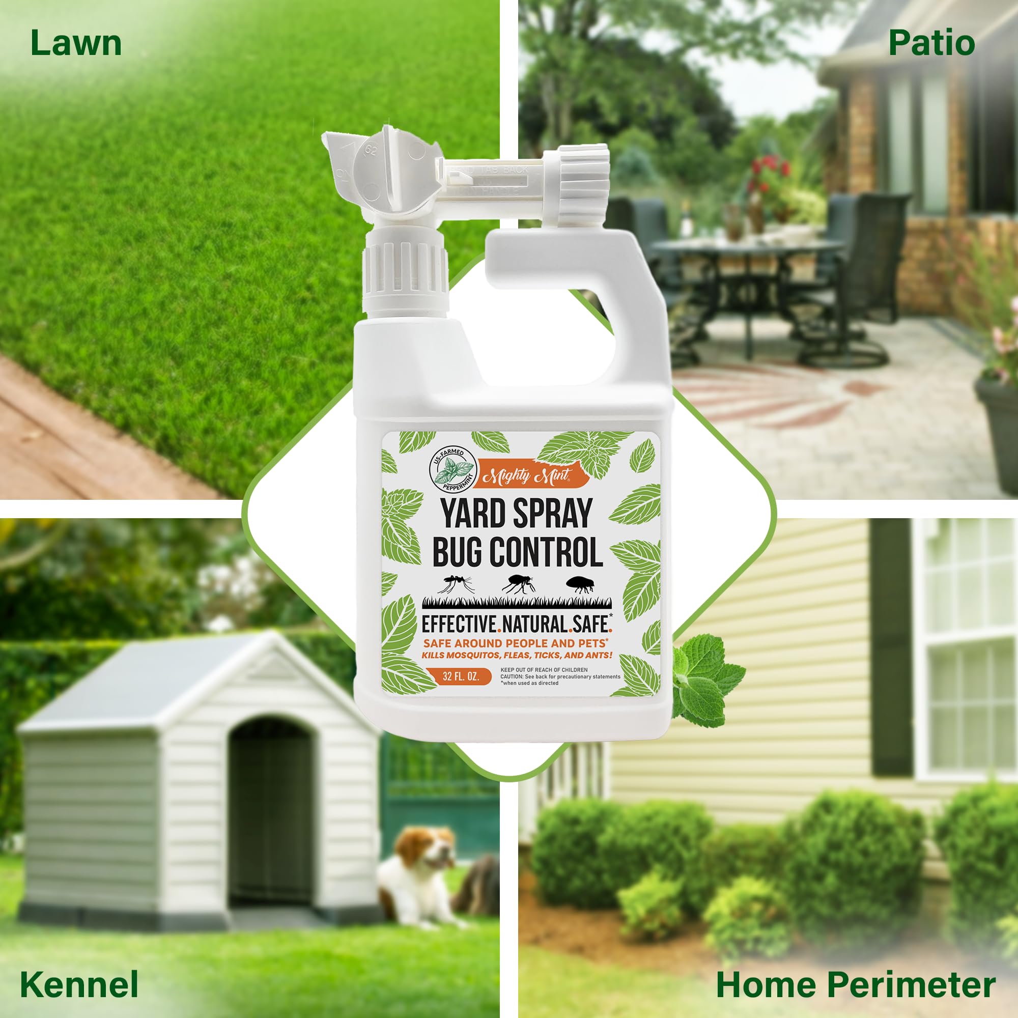 Mighty Mint 32oz Peppermint Bug Control Natural Lawn Yard Spray for Fleas, Ticks, Mosquitos, Ants, and Other Insects - 2 Pack 4