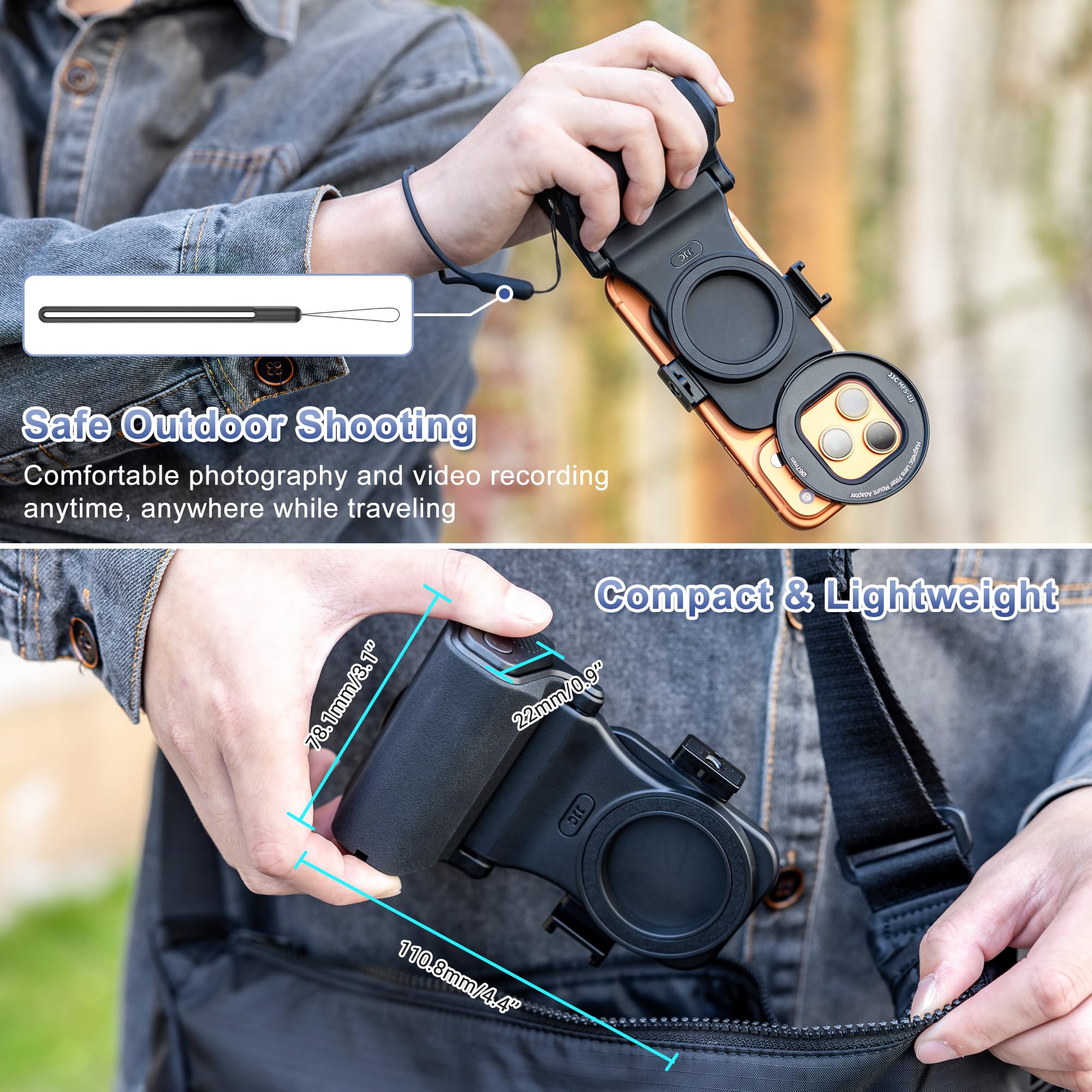 Upgraded 67mm Magnetic Phone Lens Filter Mount with Phone Camera Grip Kit for iPhone 17 Air 16 15 Pro Max,Filter Adapter Set w Cold Shoe & 1/4'' Hole Pull-Out to Fit Pro Max Plus(No Filters Include) 6