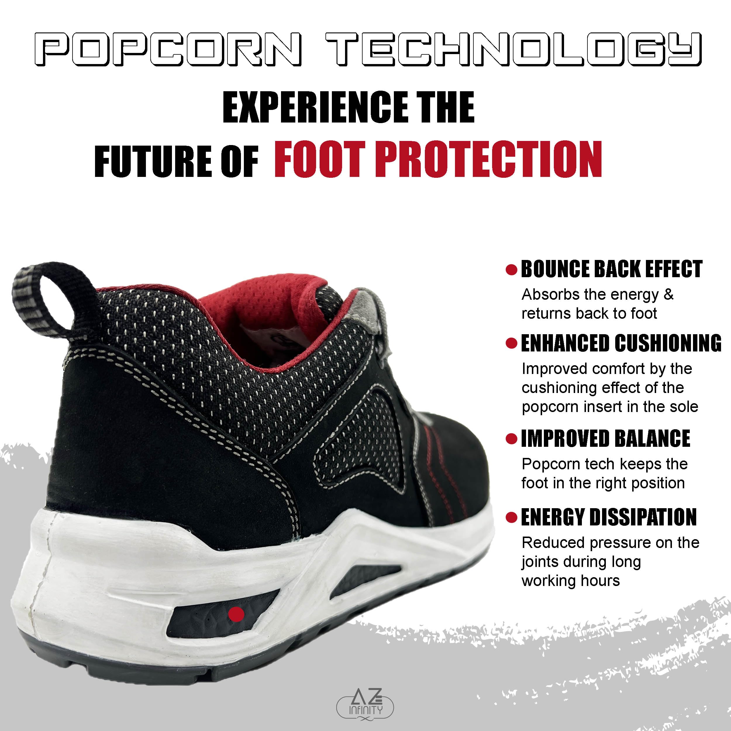 Allen Cooper ACL 11691 High Performance Popcorn Safety Shoe | 200J Fiber Toe Cap | Anti-Skid, Anti-Static, Heat, Water & Oil Resistant, Lightweight Protective Footwear (10) Black 5