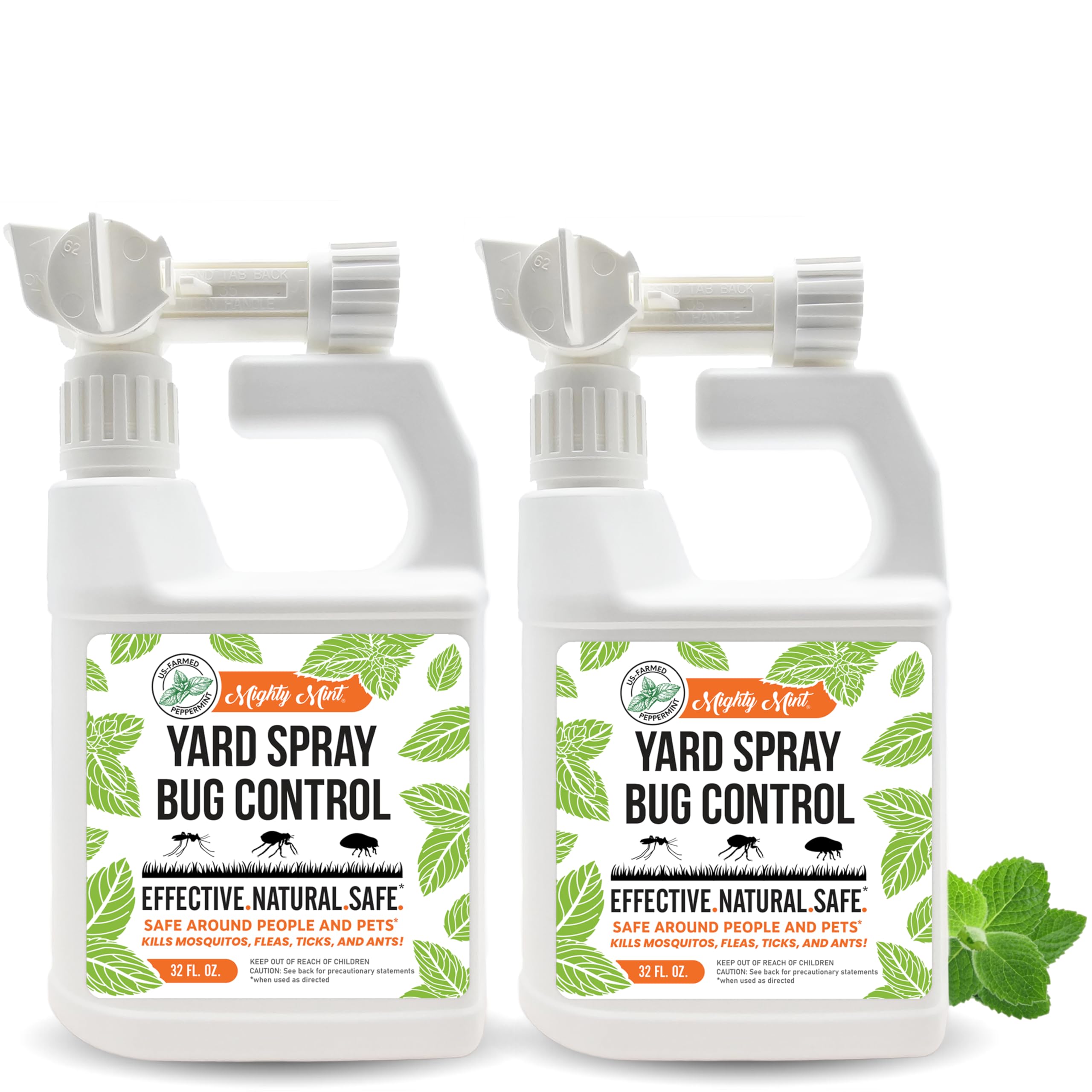 Mighty Mint 32oz Peppermint Bug Control Natural Lawn Yard Spray for Fleas, Ticks, Mosquitos, Ants, and Other Insects - 2 Pack 1