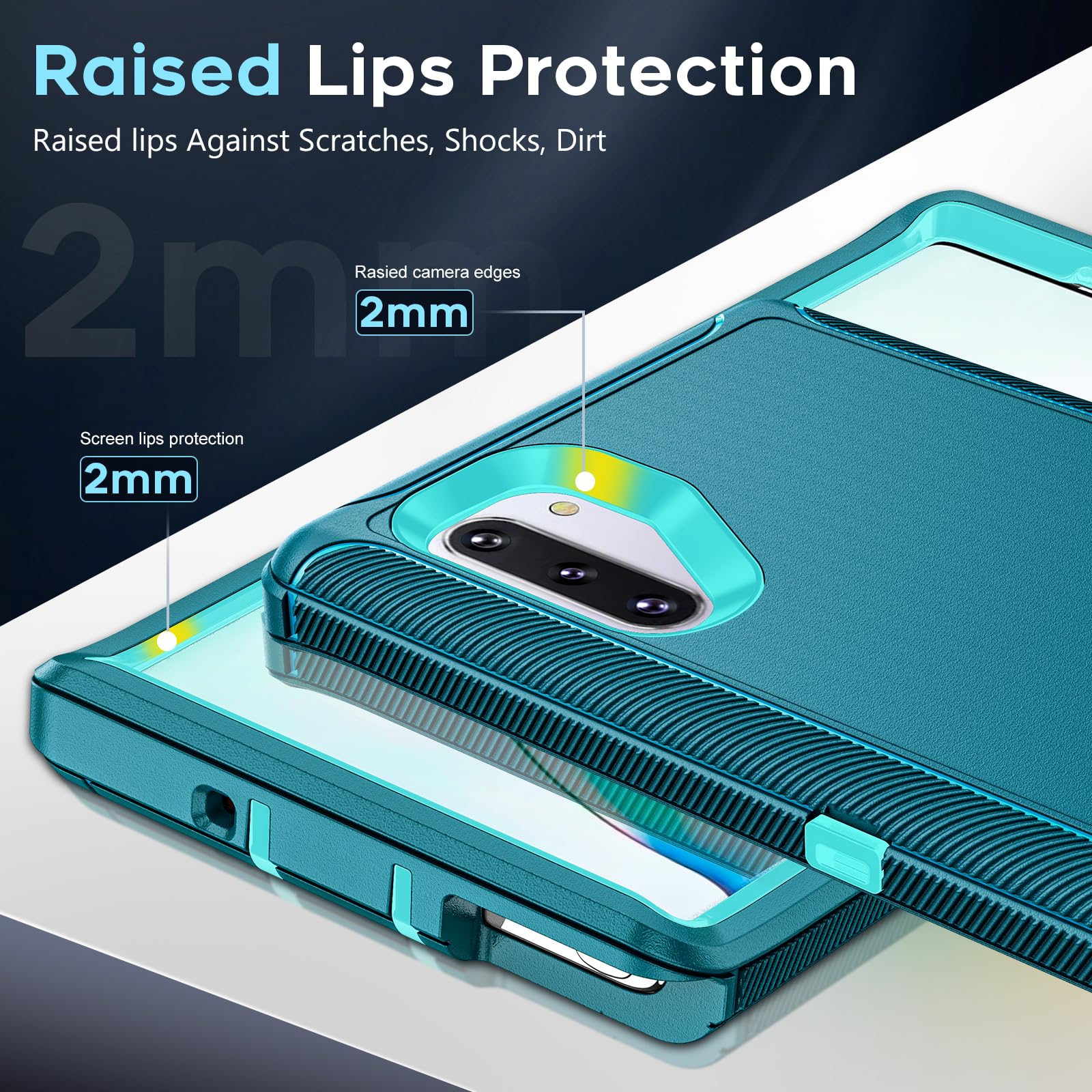 LeYi Compatible for Galaxy Note 10 Case[Not for Plus/+], Upgrade 3-in-1 Full Body Shockproof Rubber Outer Cover Heavy Duty Tough Rugged Dustproof Defender Protection Case for Samsung Note 10 (Teal) 4