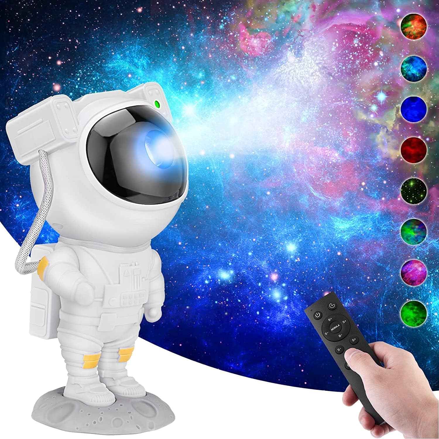 MELVIS Astronaut Galaxy Projector Night Light | 360° Rotating Nebula Star Projector with Remote, Timer & Adjustable Head | Space Lamp for Kids Bedroom, Gaming Room, Home Décor & Gift 1
