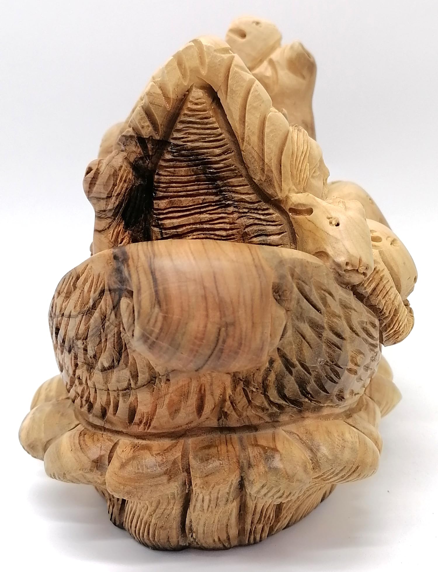Zuluf Hand-Carved Olive Wood Noah's Ark with Animals Statue – Premium Christian Decor & Gift from The Holy Land 6.3INCHES FIG030 6