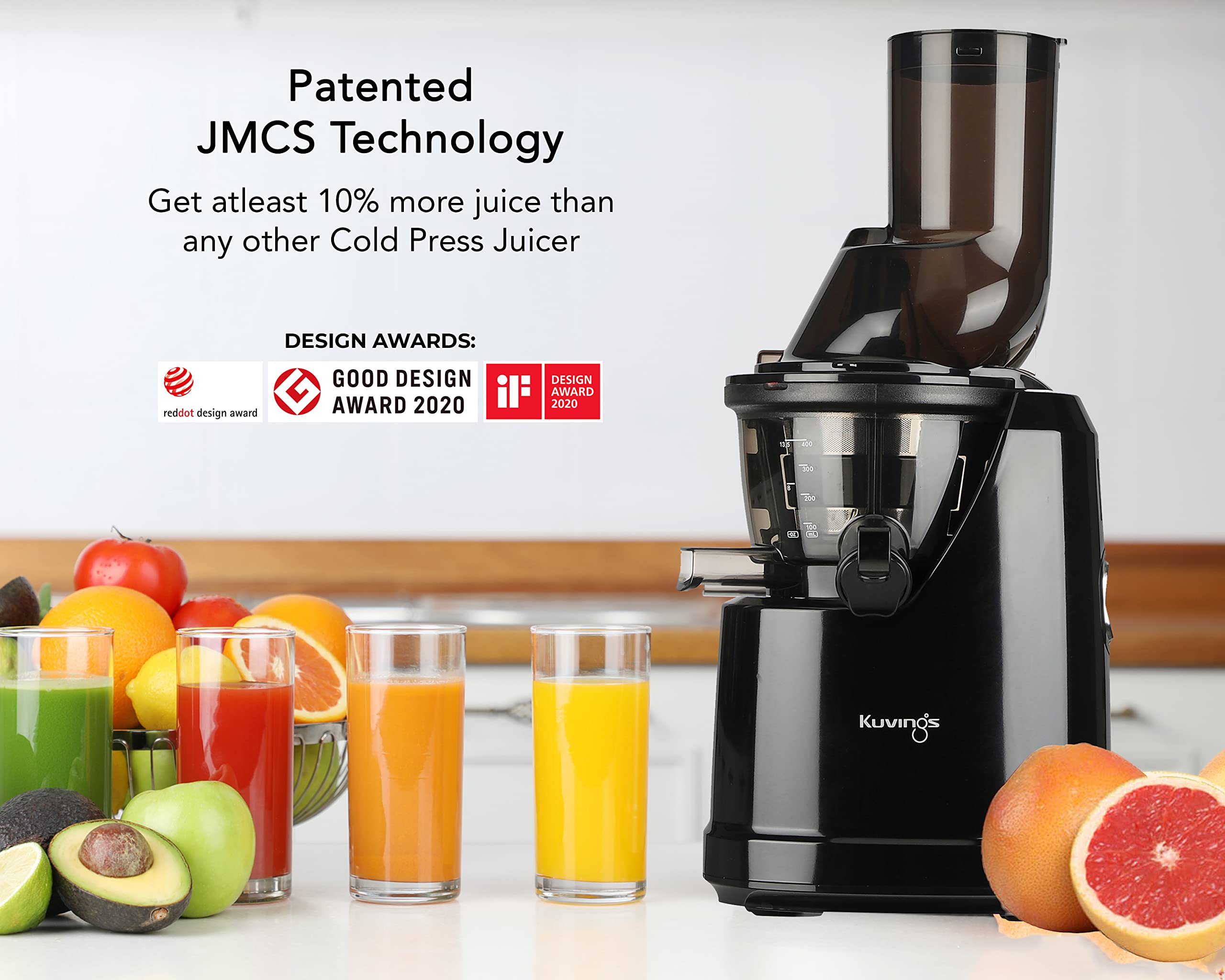 Kuvings B1700 Phantom Black Professional Cold Press Whole Slow Juicer, Patented JMCS Technology for 10% More Juice, Best Fruit & Vegetable Juicer machine for home, 240 watts 4