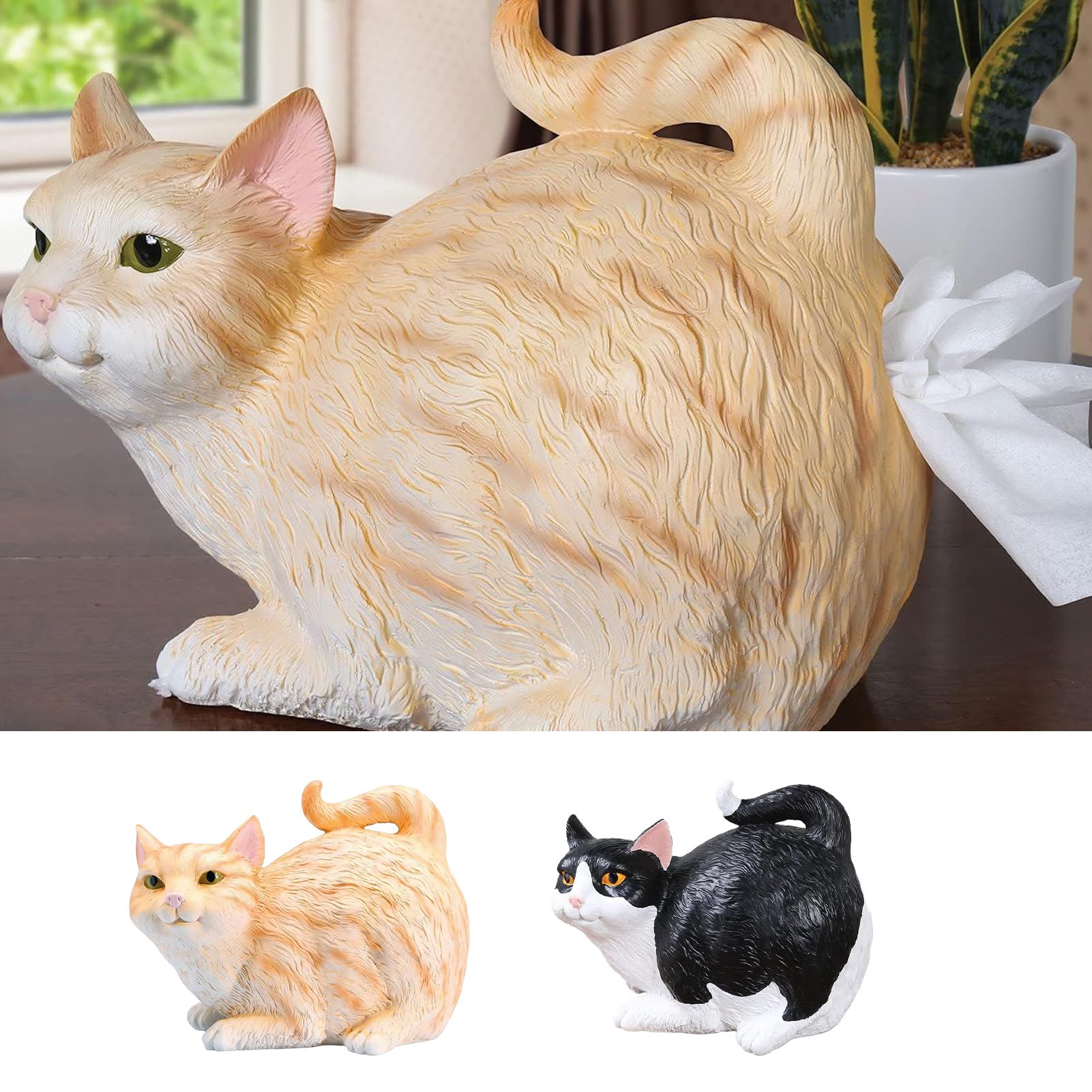 Cat Butt Tissue Box | Humorous Resin Craft Tissue Dispenser Shaped Like a Square Cat, Ideal for Bathroom & Bedroom Decor, Perfect for Cat Lovers 3