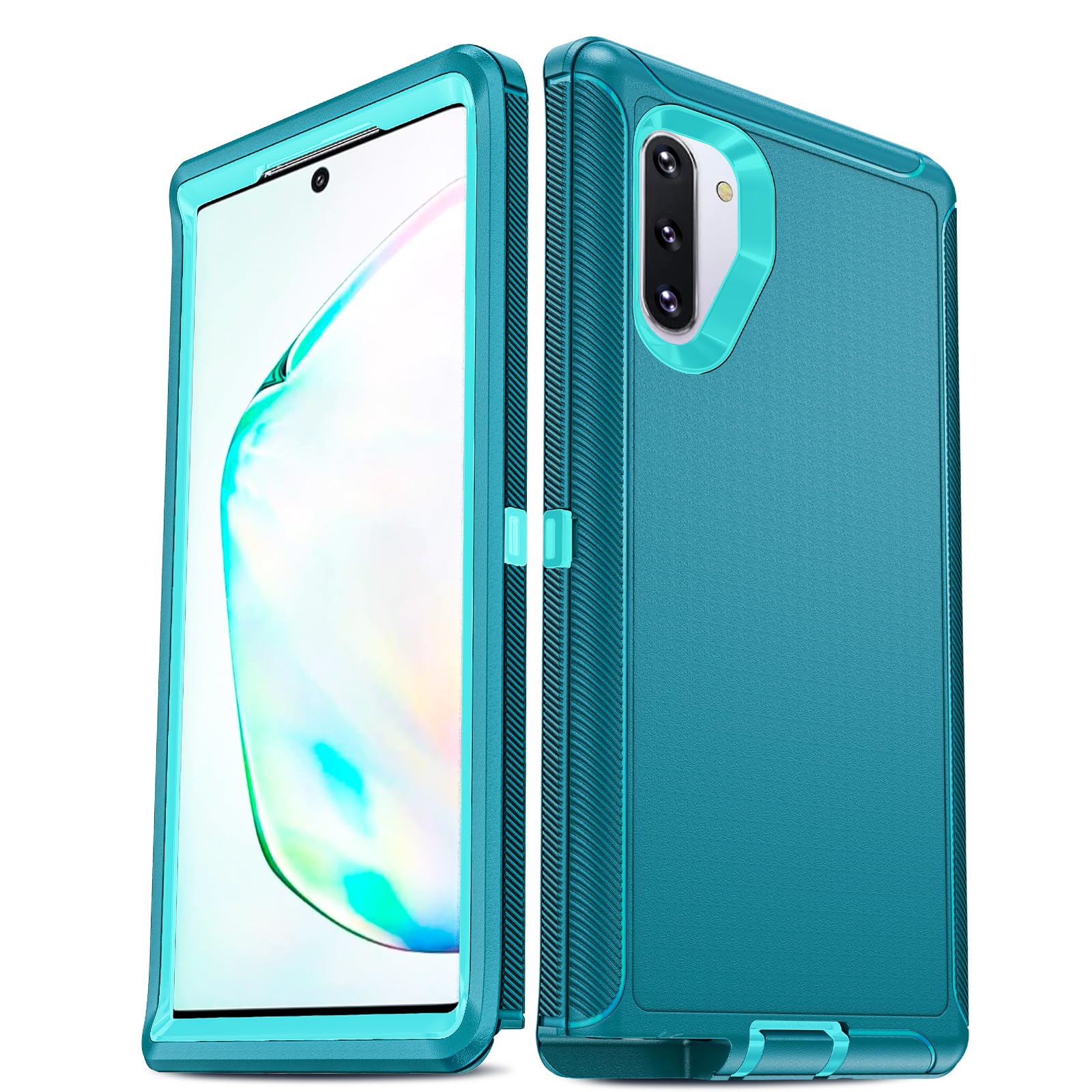 LeYi Compatible for Galaxy Note 10 Case[Not for Plus/+], Upgrade 3-in-1 Full Body Shockproof Rubber Outer Cover Heavy Duty Tough Rugged Dustproof Defender Protection Case for Samsung Note 10 (Teal) 1