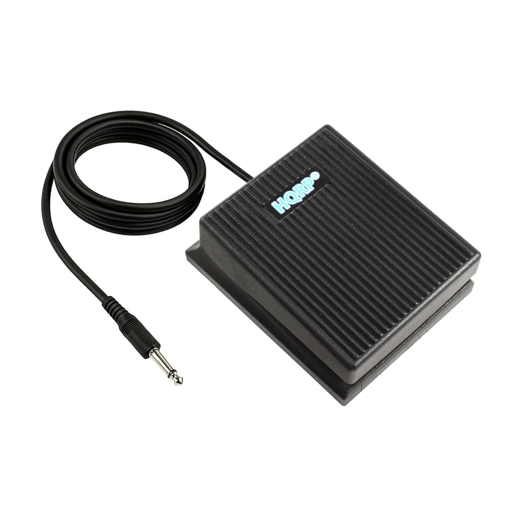 HQRP Sustain Pedal for Yamaha P-45, P-71, P-125, P-225, PSR-E373, PSR-E463, YPT-260, YPG-235, DGX-660, DGX-670, EZ-220, MX61, MODX6, MODX7, MODX8 Digital Piano Keyboard (FC5 Replacement, 1/4" Jack)