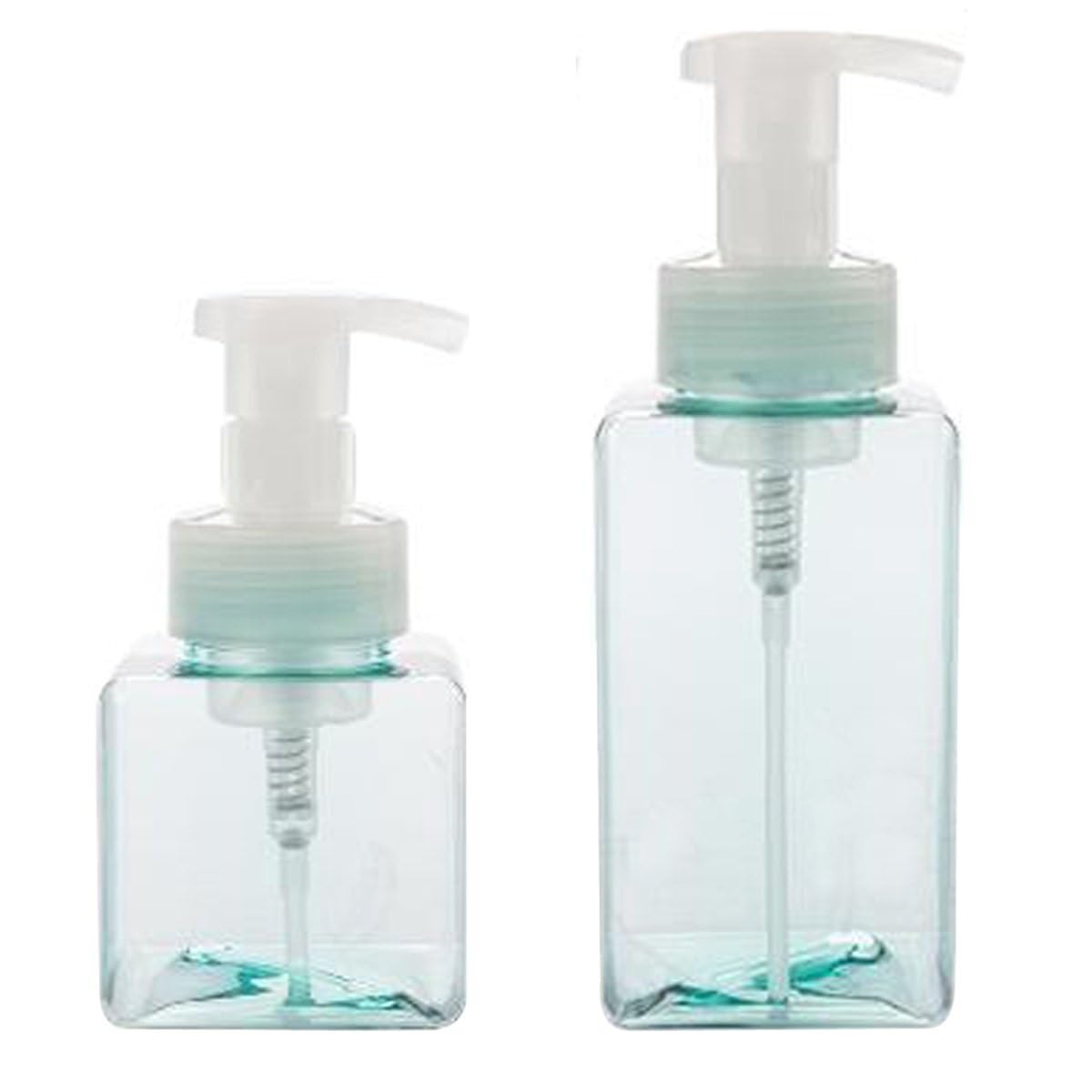 Foaming Soap Dispensers Pump-Bottles for Kitchen, Bathroom Countertop and Vanities 250 ml(8.5 oz) +450 ml (15.1oz) Pack of 2(Transparent Blue)