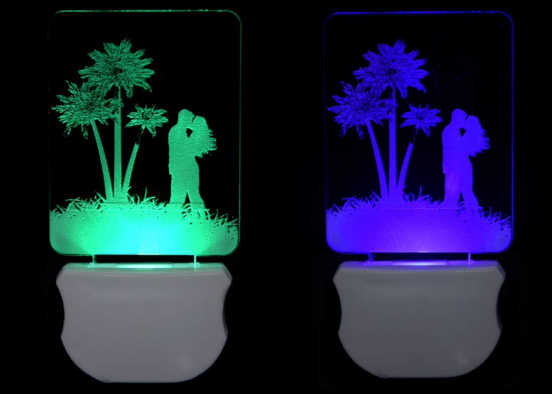 G Gojeeva The Couple 3D Illusion Night Lamp Comes with 7 Multicolor and 3D Illusion Design Suitable for Room,Drawing Room,Lobby (Pack of 2)