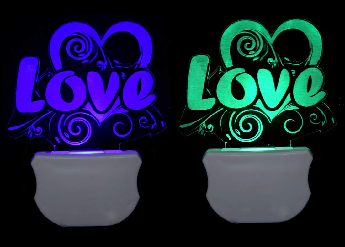 G Gojeeva The Love 3D Illusion Night Lamp Comes with 7 Multicolor and 3D Illusion Design Suitable for Room,Drawing Room,Lobby (Pack of 2)