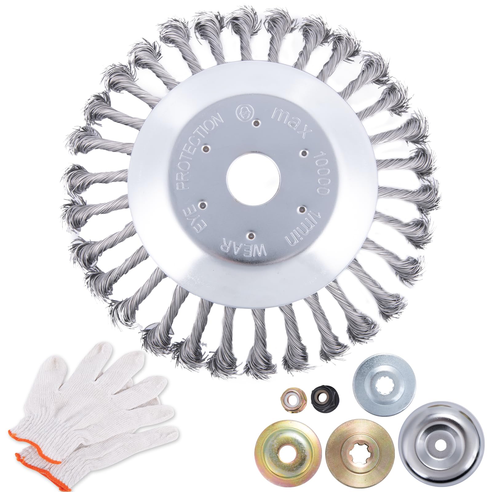 CHANGE MOORE 8 Inch Steel Wire Rotary Weed Brush Cutter Trimmer Head Weed Eater Cutter Blade with Universal Adapter Kits for String Trimmer Gardening Lawnmower Moss Grass Rust Removal Style B