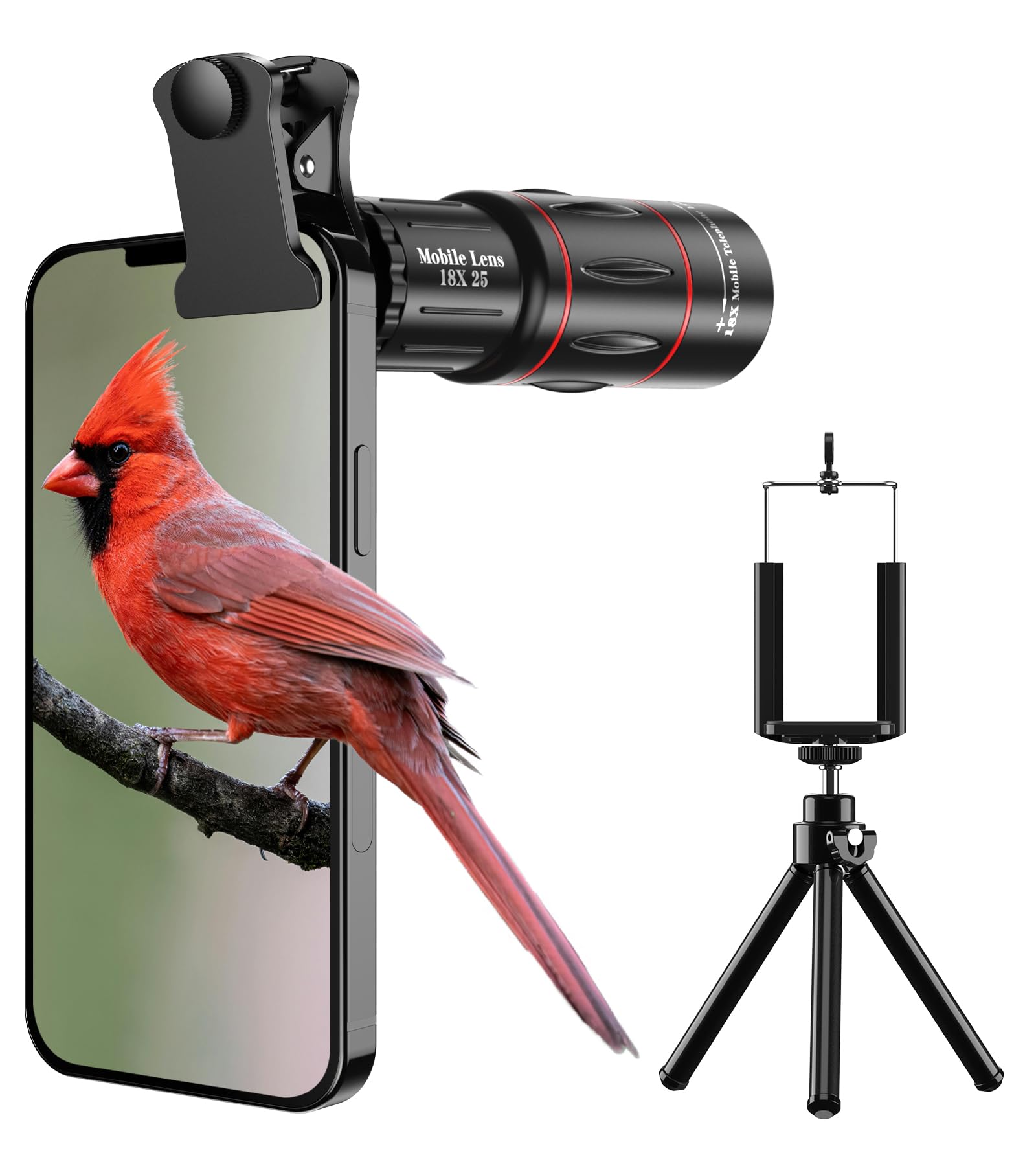 18X Telephoto Lens, Hight Power Telephoto Phone Lens with Tripod, Mobile Cell Lens Attachment for Android & iPhone, Samsung and Most Smartphone