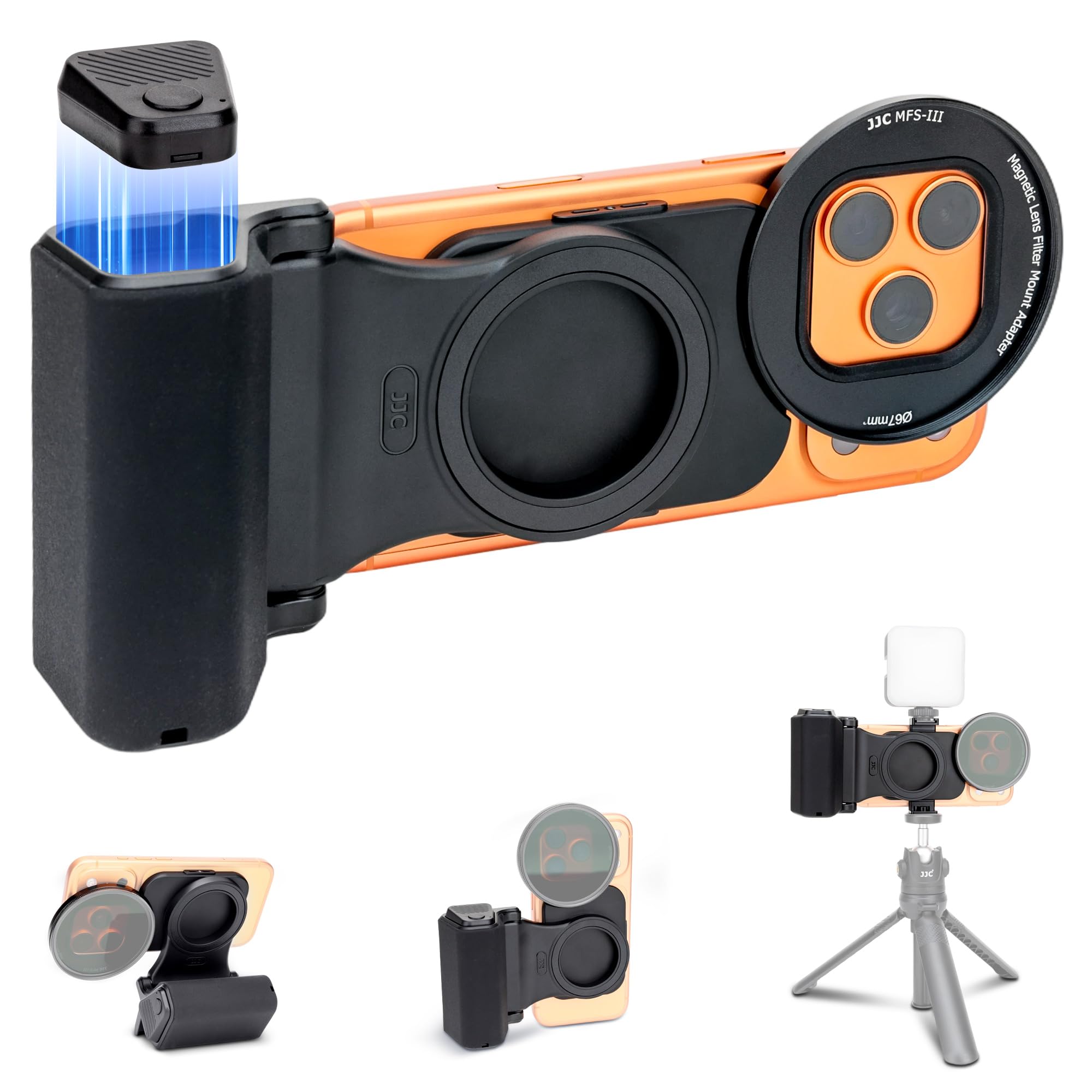 Upgraded 67mm Magnetic Phone Lens Filter Mount with Phone Camera Grip Kit for iPhone 17 Air 16 15 Pro Max,Filter Adapter Set w Cold Shoe & 1/4'' Hole Pull-Out to Fit Pro Max Plus(No Filters Include)