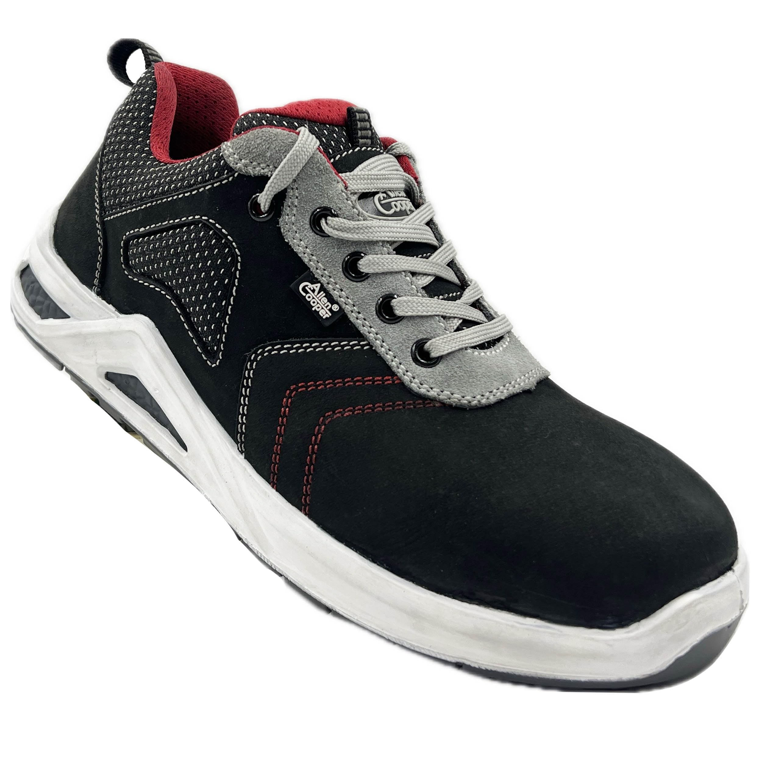 Allen Cooper ACL 11691 High Performance Popcorn Safety Shoe | 200J Fiber Toe Cap | Anti-Skid, Anti-Static, Heat, Water & Oil Resistant, Lightweight Protective Footwear (10) Black